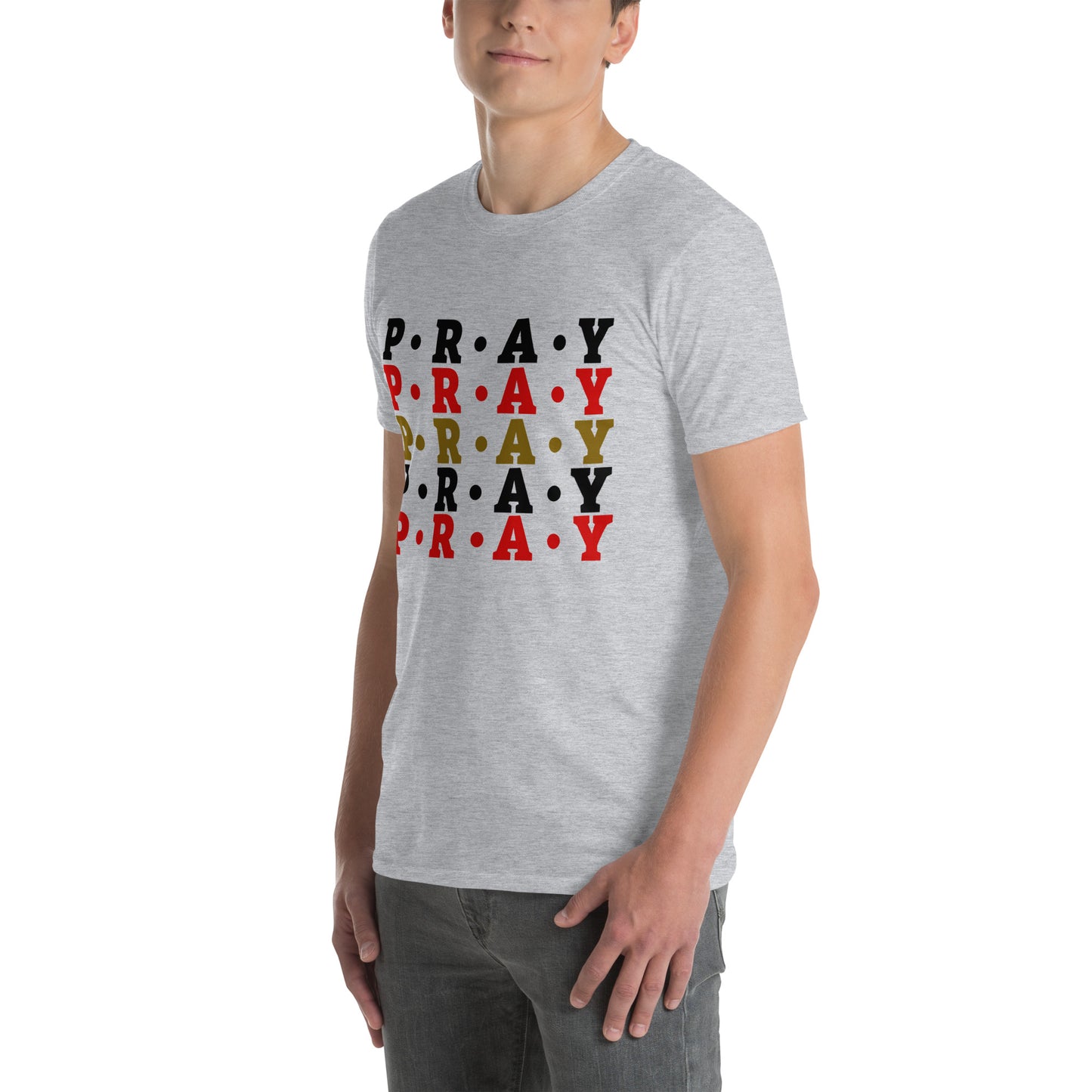 Pray - Soft Style Unisex Cotton T-Shirt (red multi)