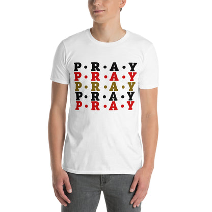 Pray - Soft Style Unisex Cotton T-Shirt (red multi)