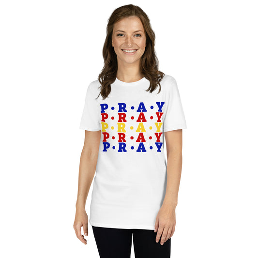 Pray - Soft Style Unisex Cottton T-Shirt (Royal multi)