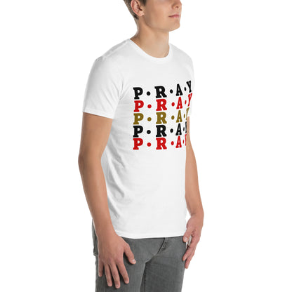 Pray - Soft Style Unisex Cotton T-Shirt (red multi)