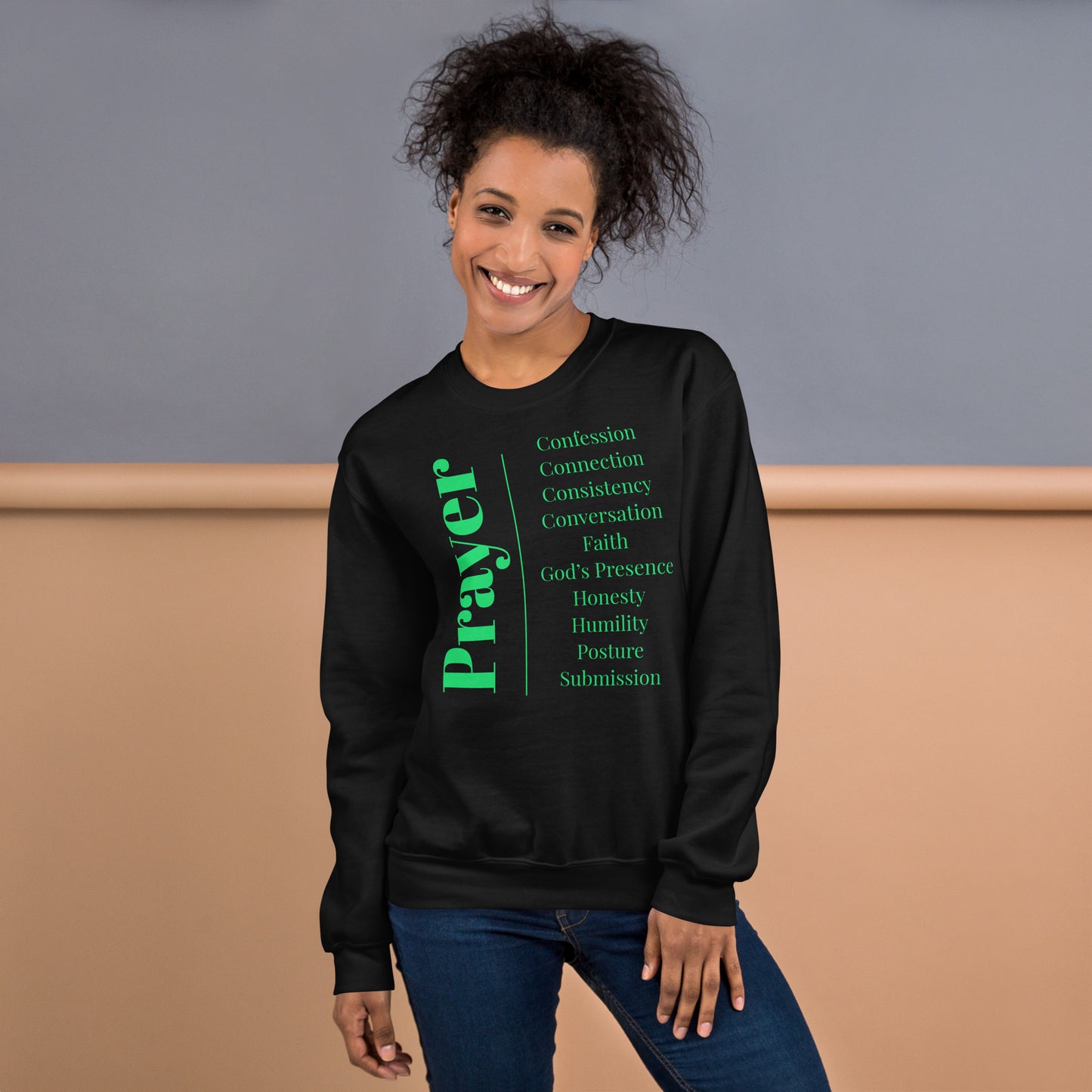 Prayer Collection Inspirational Sweatshirt - Green Print