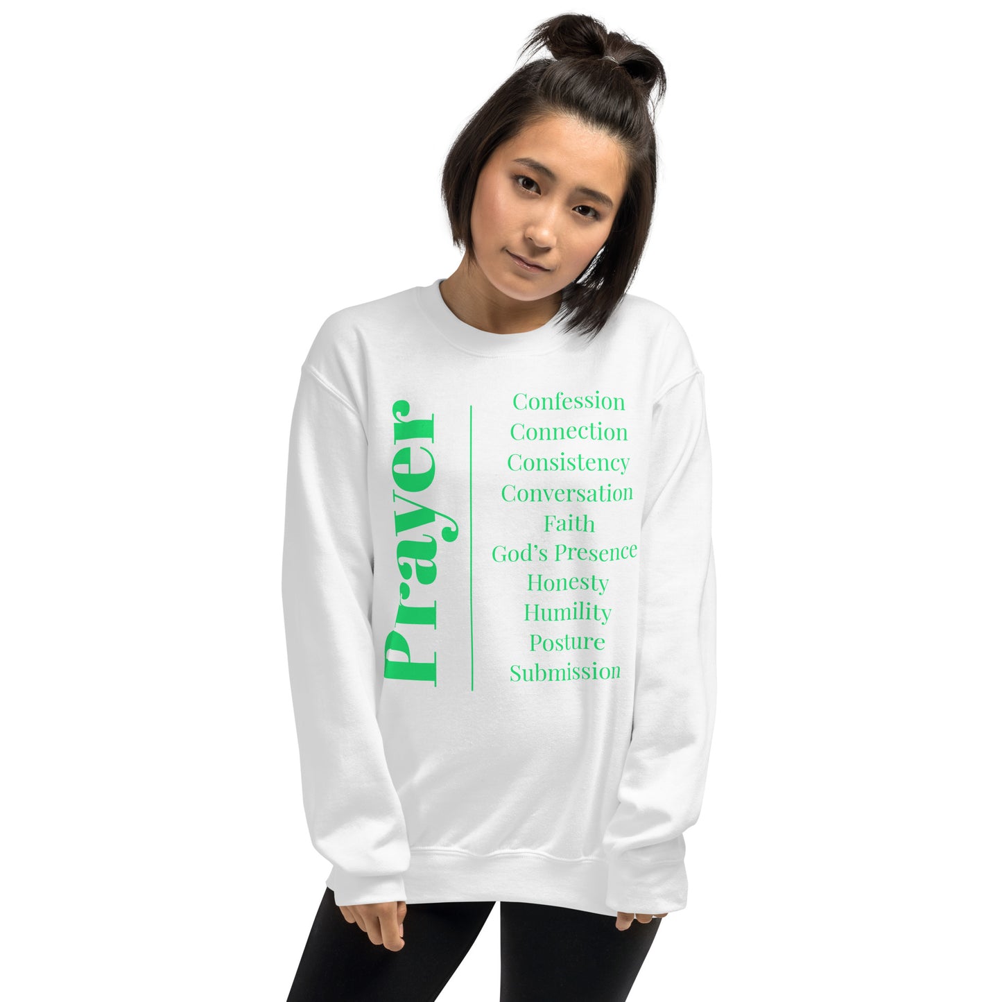 Prayer Collection Inspirational Sweatshirt - Green Print