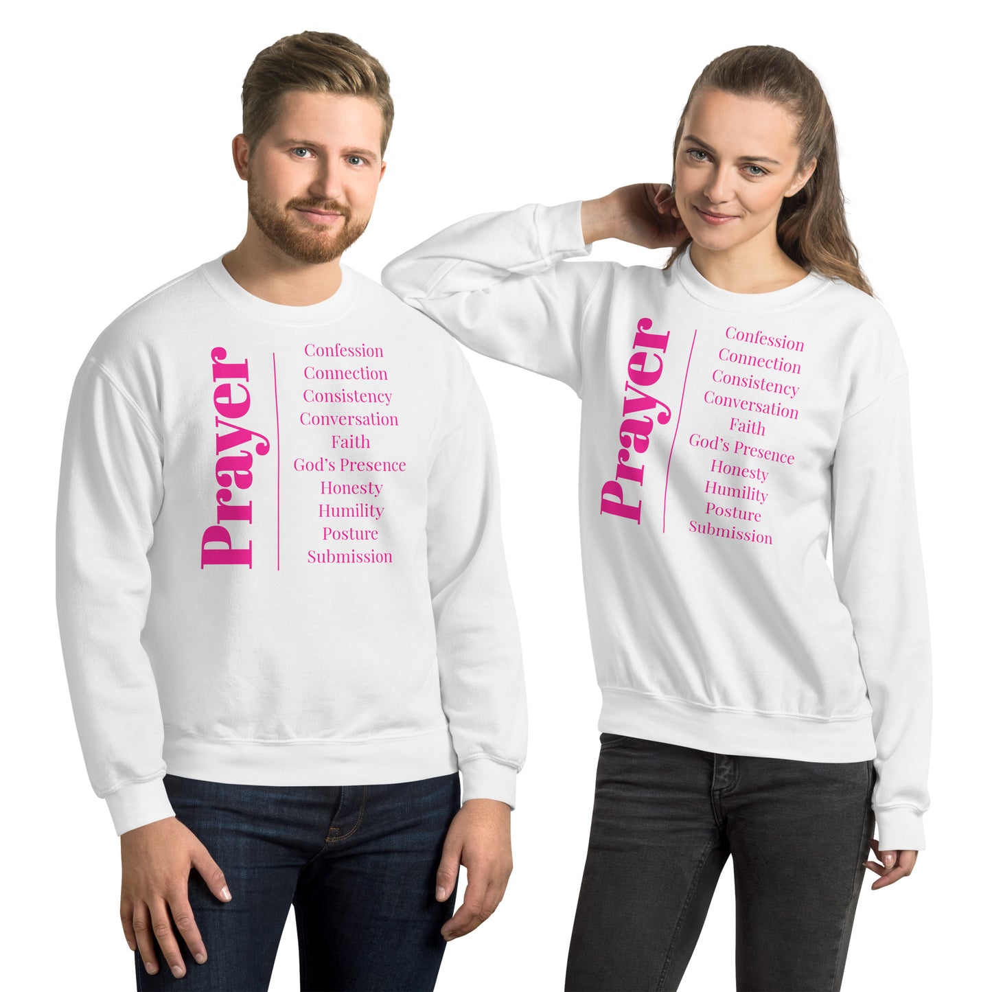 Prayer Collection Inspirational Sweatshirt - Pink Print