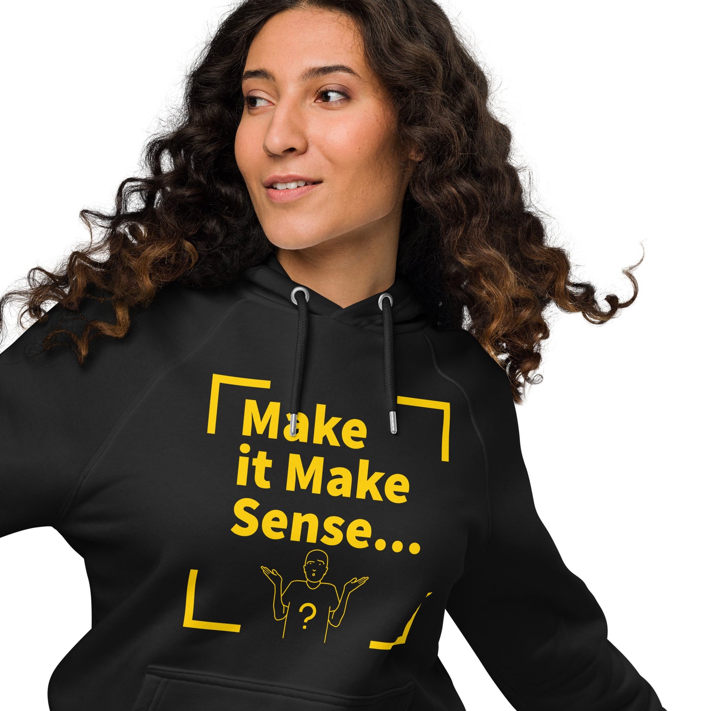 Make Sense organic cotton unisex hoodie - Yellow print