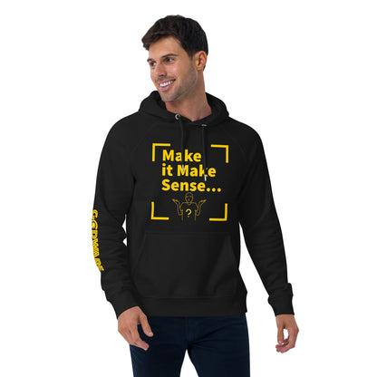 Make Sense organic cotton unisex hoodie - Yellow print