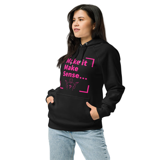 Make Sense organic cotton unisex hoodie - berry pink print