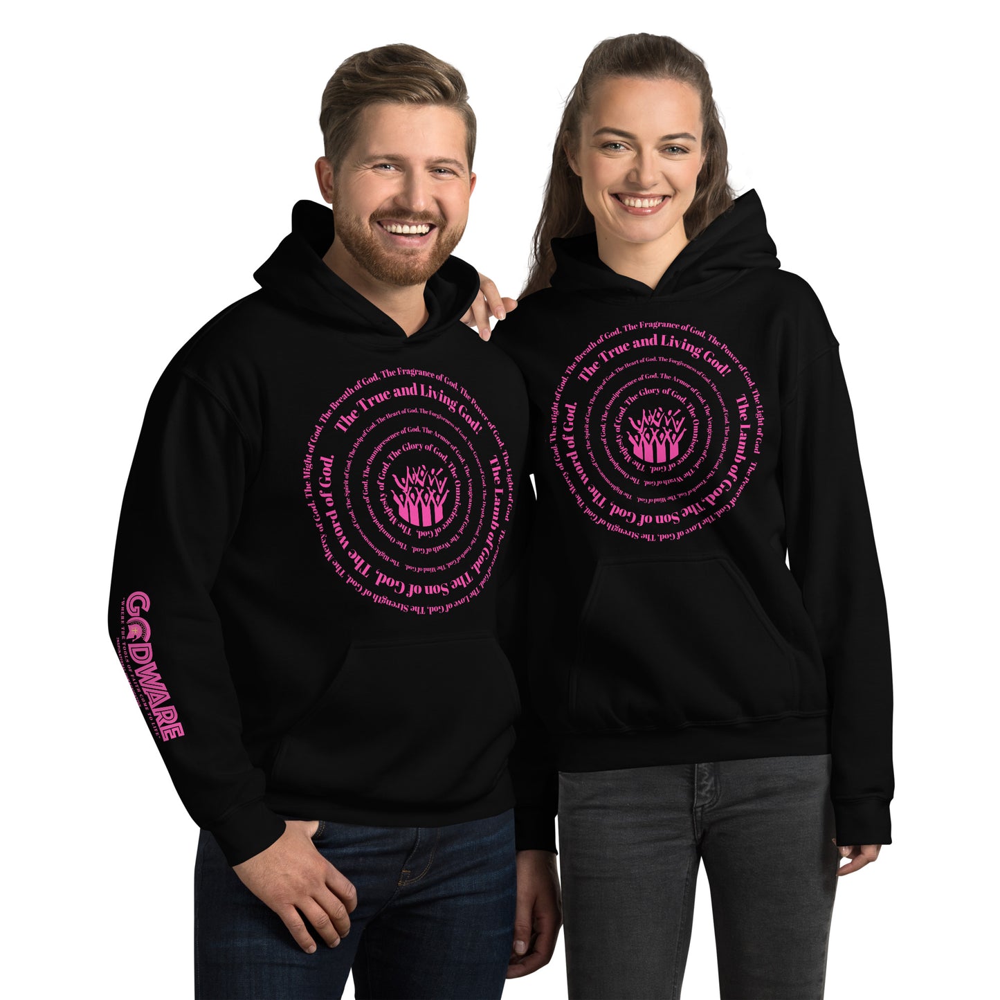 Attributes of God Unisex Hoodie - Pink Spiral