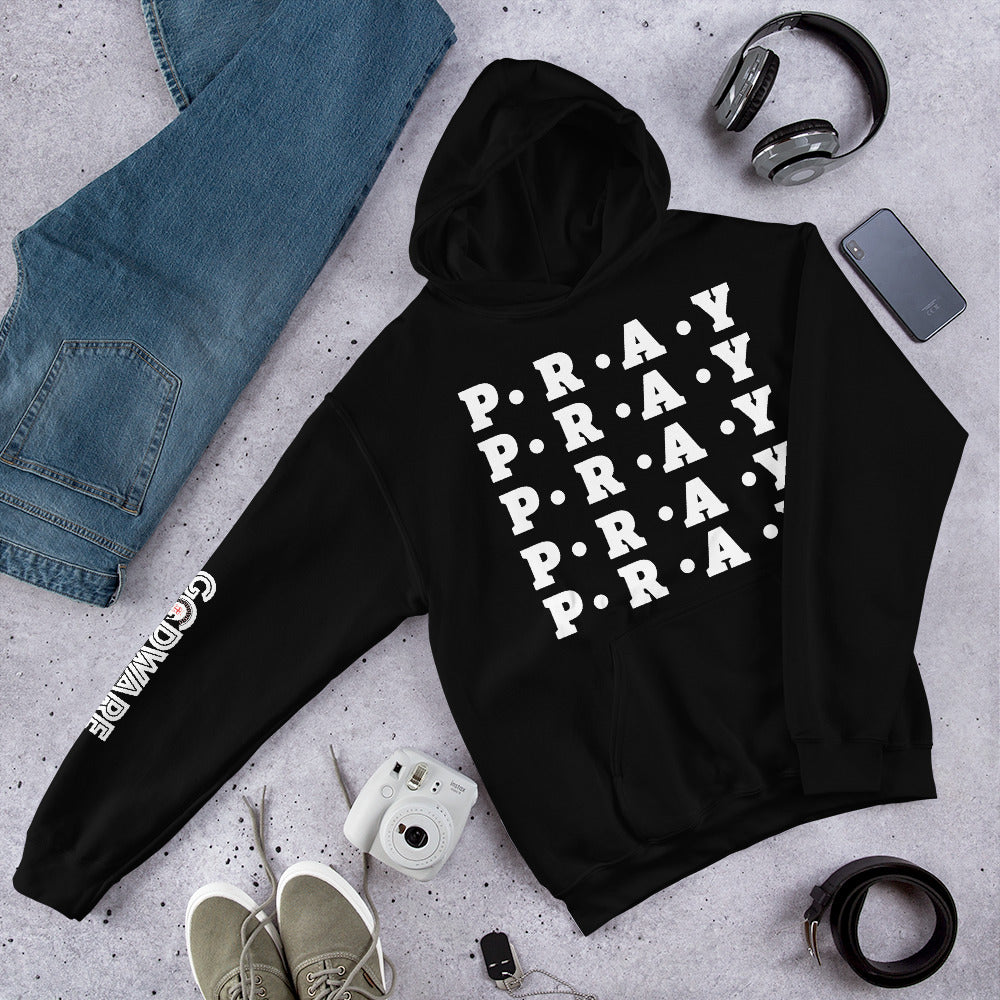 Pray Unisex Hoodie - Multi white