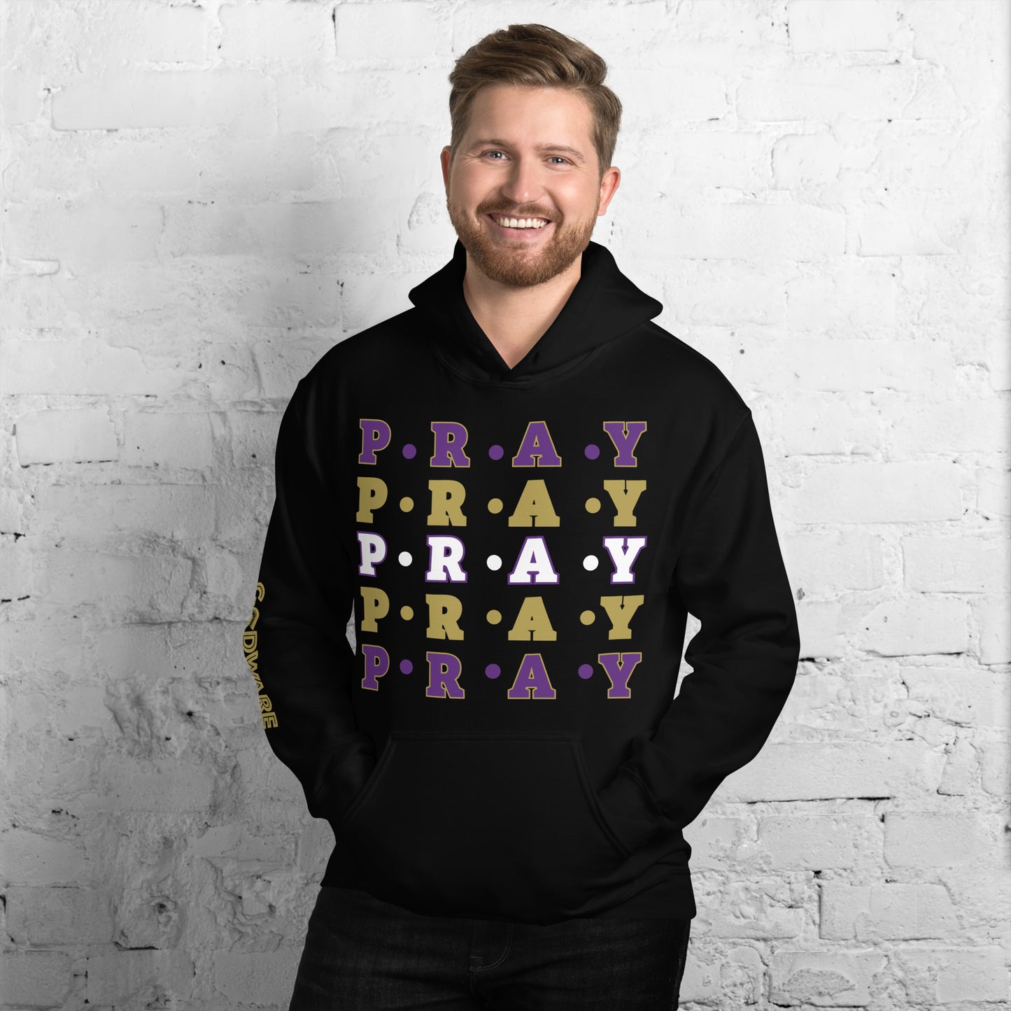 Pray Unisex Hoodie - Gold Multi