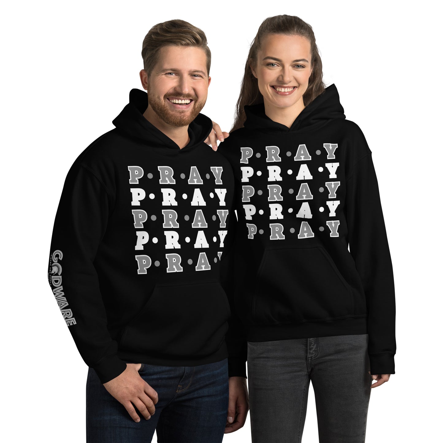 Pray Unisex Hoodie - Grey Multi