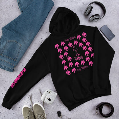 My Tribe Unisex Hoodie - Bright Pink Multi