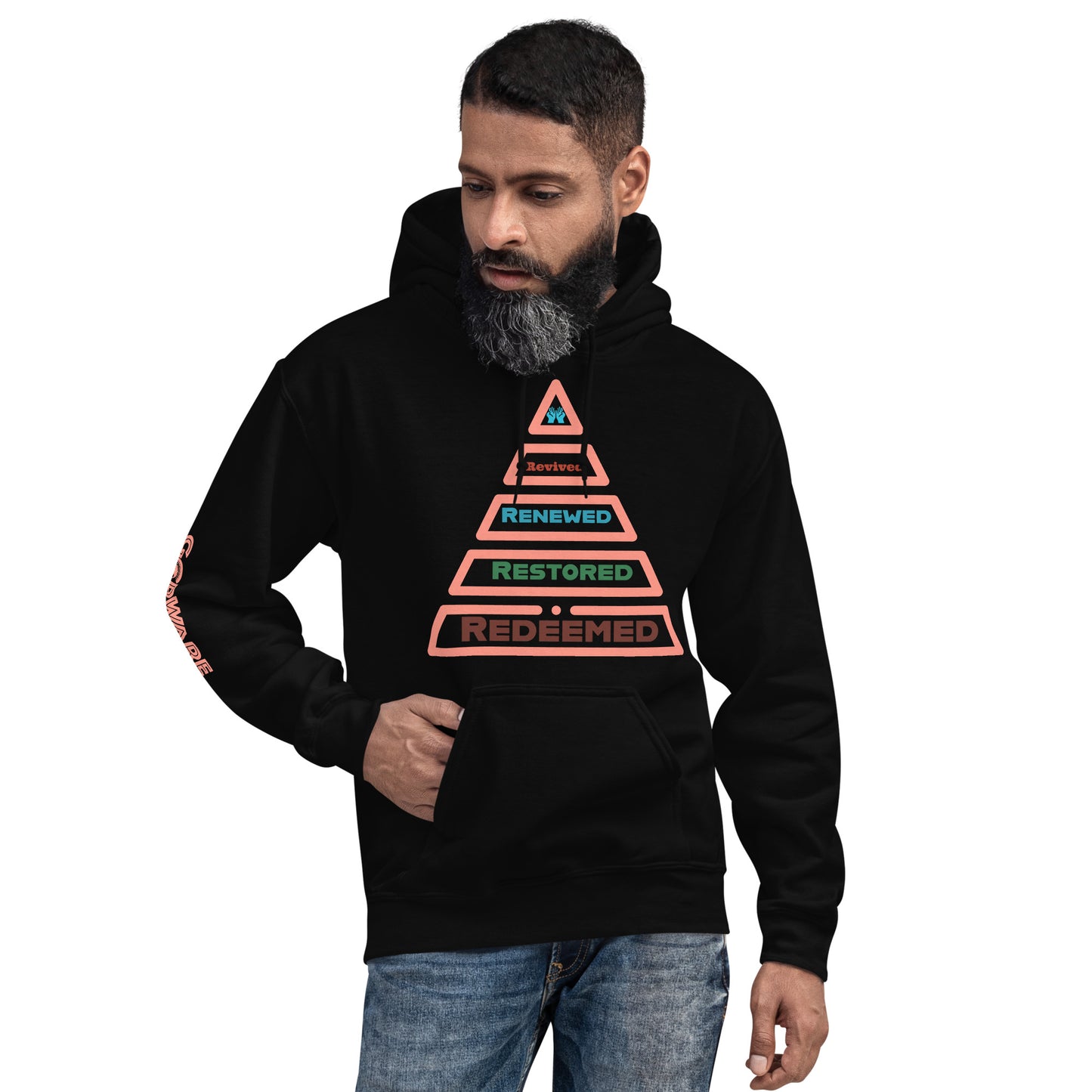 Redeemed Unisex Cotton Hoodie - Peach Multi