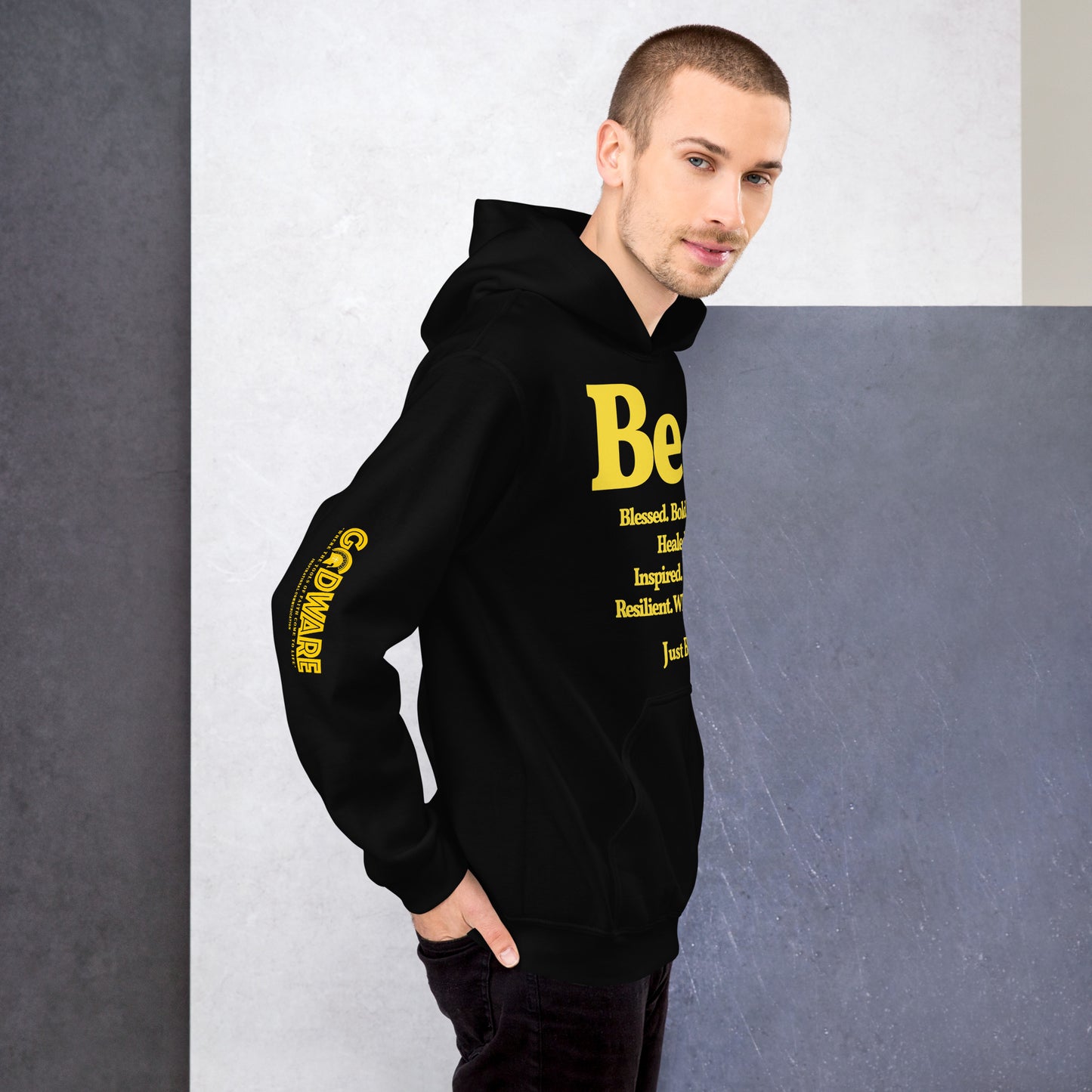 Be Inspired Unisex Hoodie - Yellow print