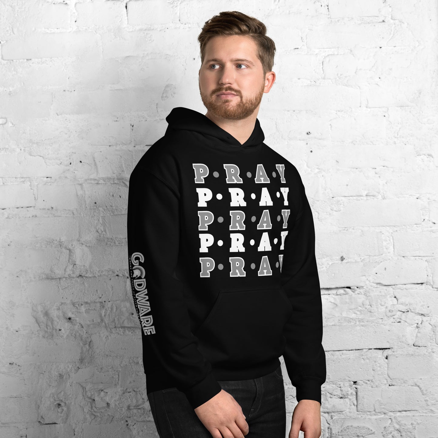 Pray Unisex Hoodie - Grey Multi