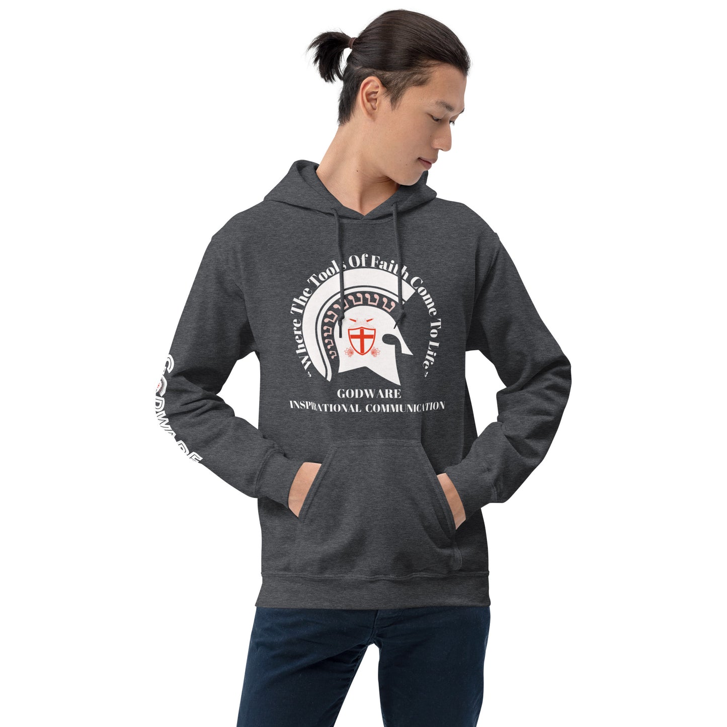 Godware Helmet Logo Unisex hoodie - White Print