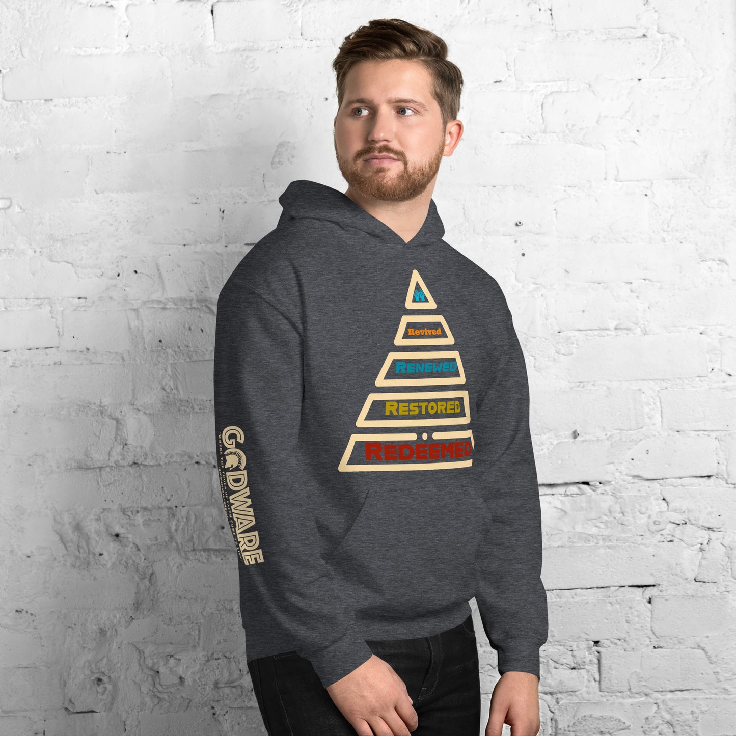 Redeemed Unisex Cotton Hoodie - Cream Multi