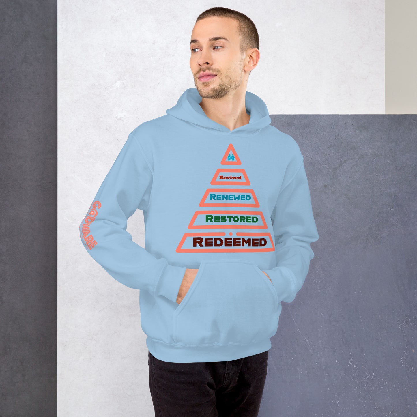 Redeemed Unisex Cotton Hoodie - Peach Multi