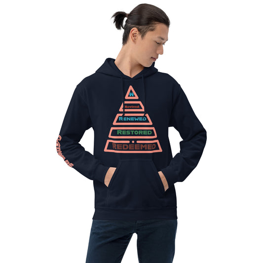 Redeemed Unisex Cotton Hoodie - Peach Multi Faith-Based Apparel