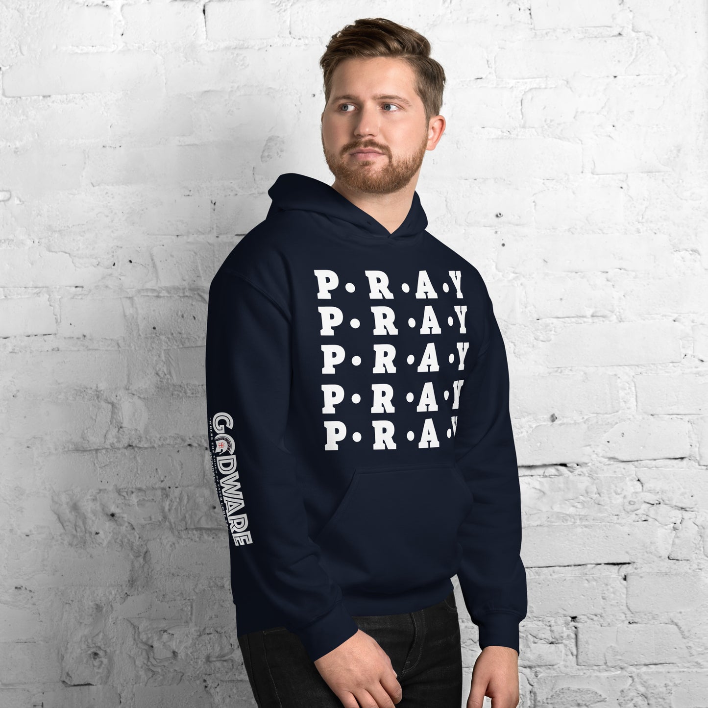 Pray Unisex Hoodie - Multi white