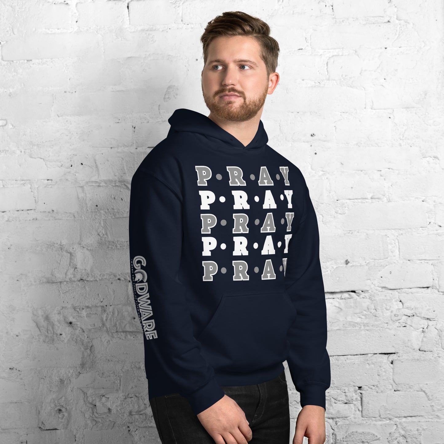 Pray Unisex Hoodie - Grey Multi