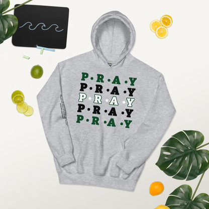 Pray Unisex Hoodie - Green, white Multi