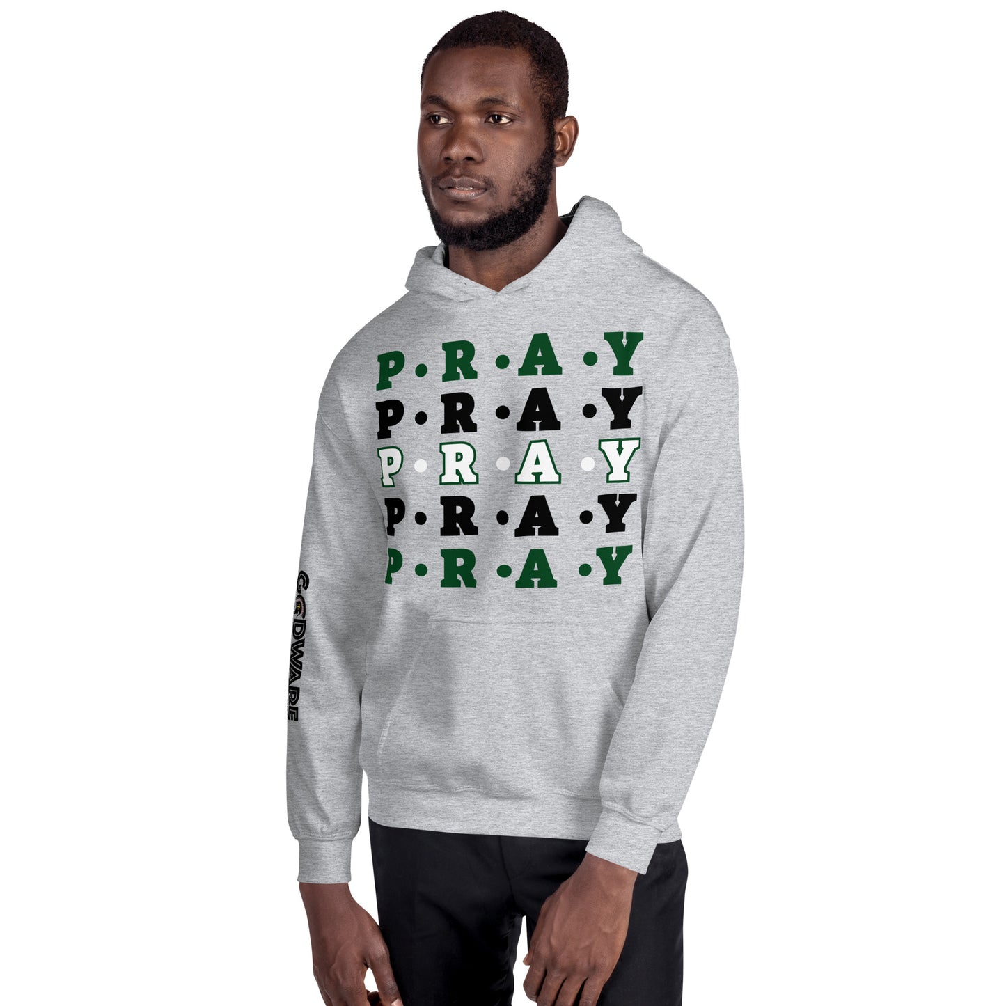 Pray Unisex Hoodie - Green, white Multi