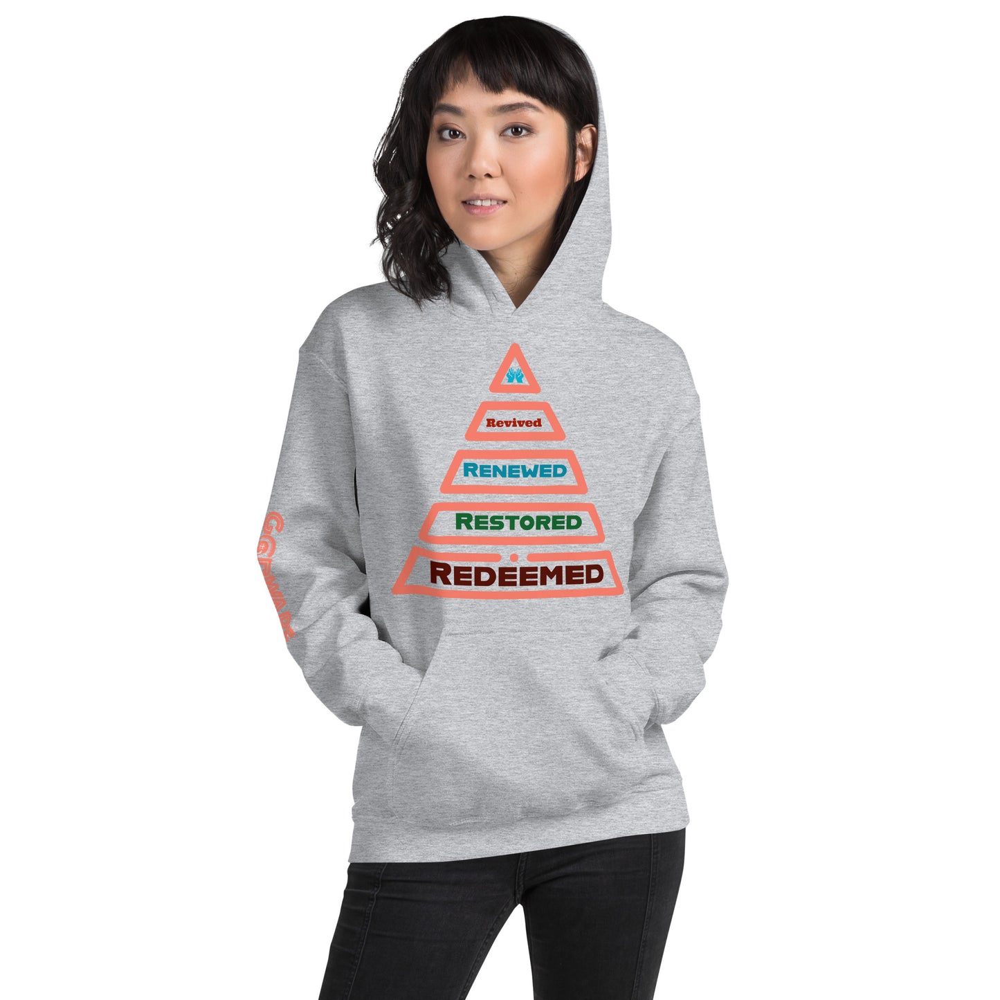 Redeemed Unisex Cotton Hoodie - Peach Multi