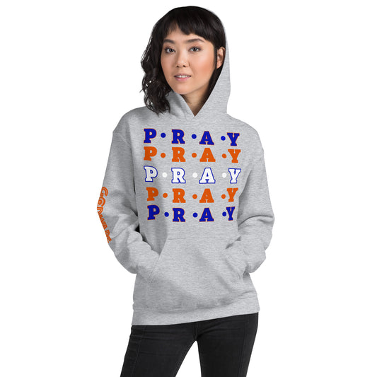 Pray Unisex Hoodie - Multi Blue, orange, white