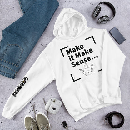 Make Sense Unisex Hoodie - Black print