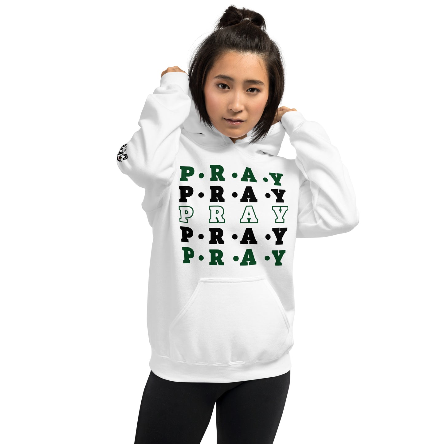 Pray Unisex Hoodie - Green, white Multi