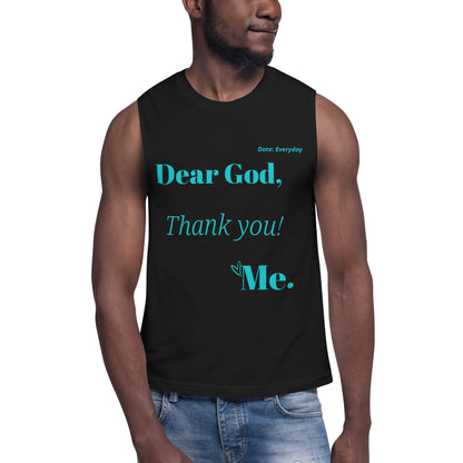 Dear God Unisex Sleeveless Shirt -Trq print