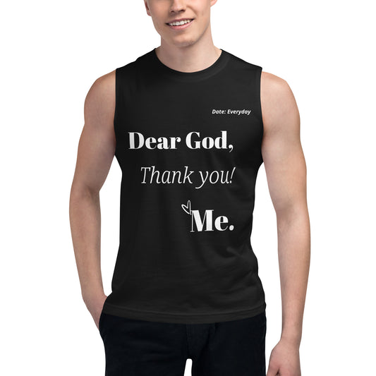 Dear God Unisex Sleeveless Shirt - Black/white