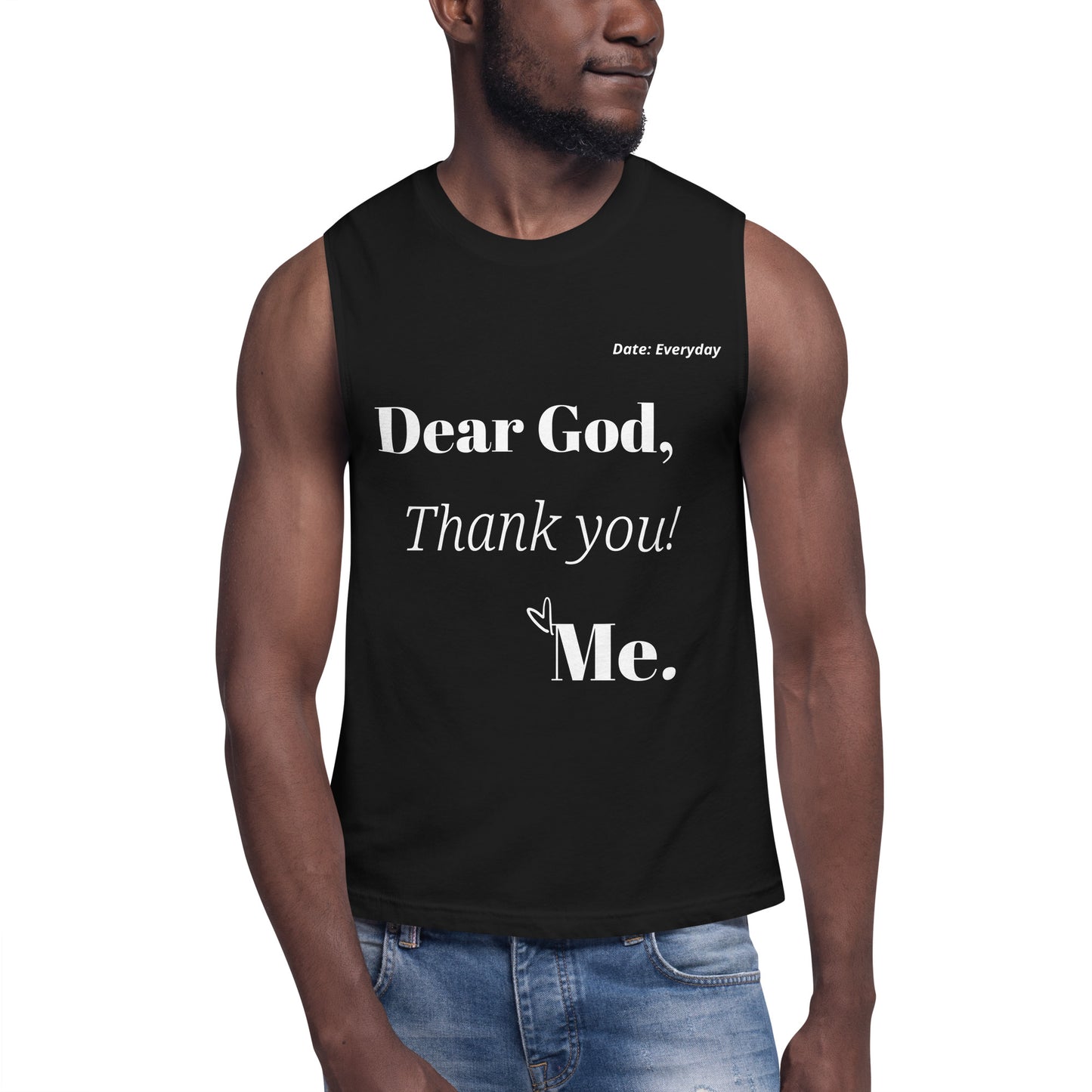 Dear God Unisex Sleeveless Shirt - Black/white