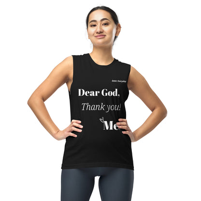 Dear God Unisex Sleeveless Shirt - Black/white