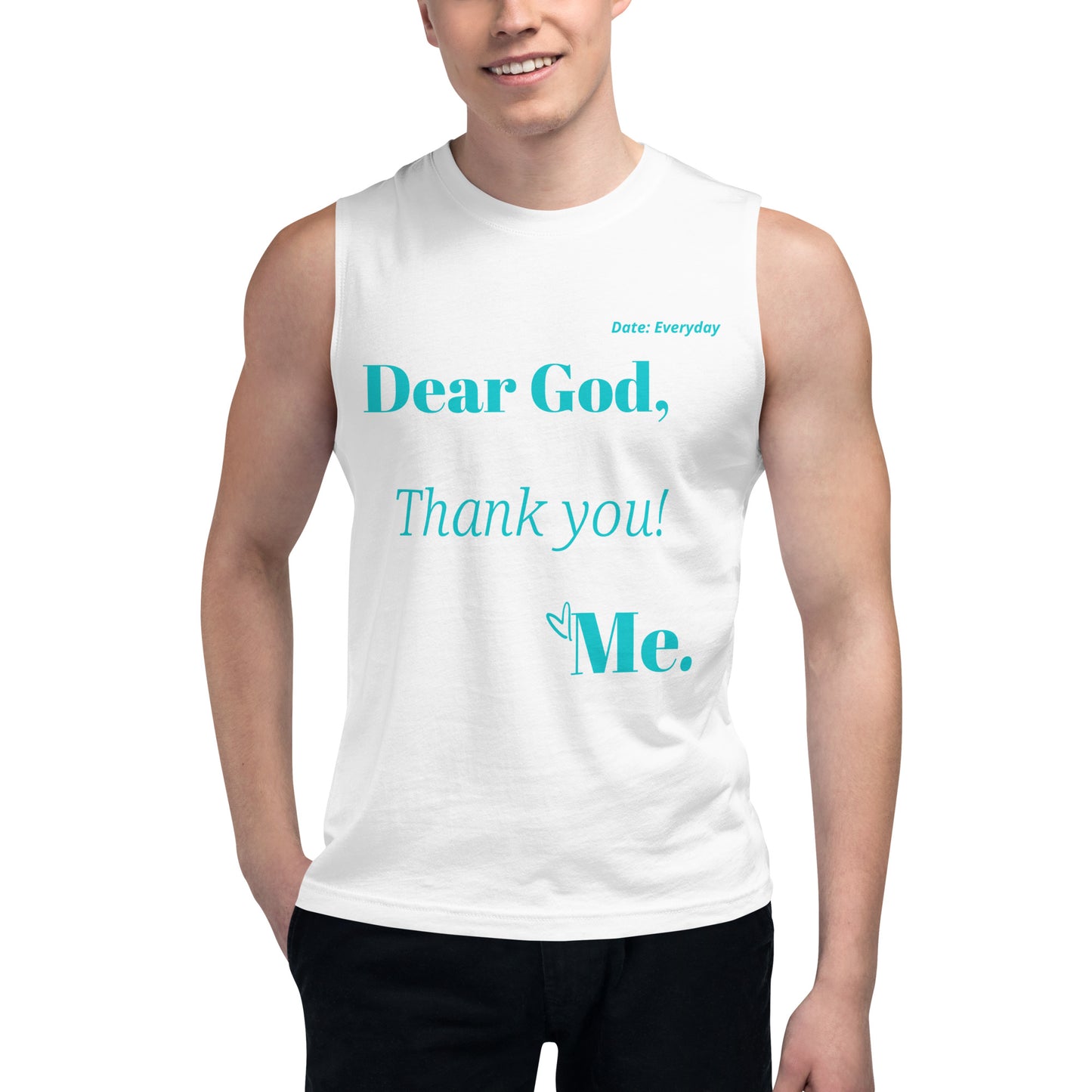 Dear God Unisex Sleeveless Shirt -Trq print