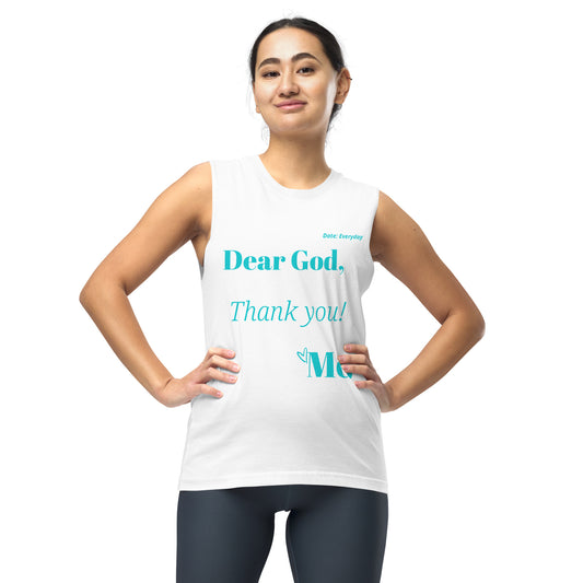 Dear God Unisex Sleeveless Shirt -Trq print