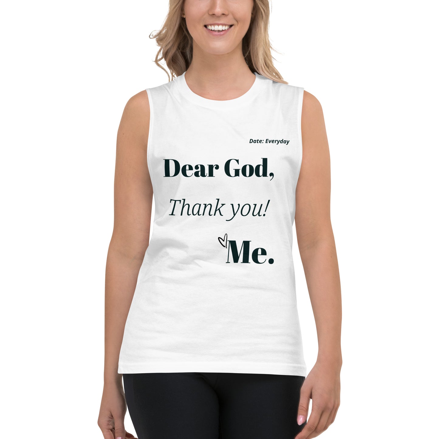 Dear God Unisex Sleeveless Shirt - White/Black