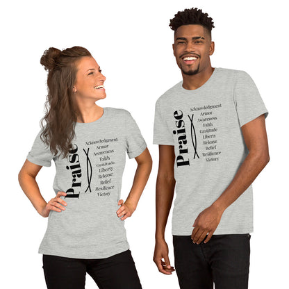 Praise - inspirational unisex cotton t-shirt - Black Print