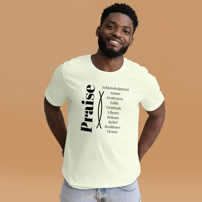 Praise - inspirational unisex cotton t-shirt - Black Print