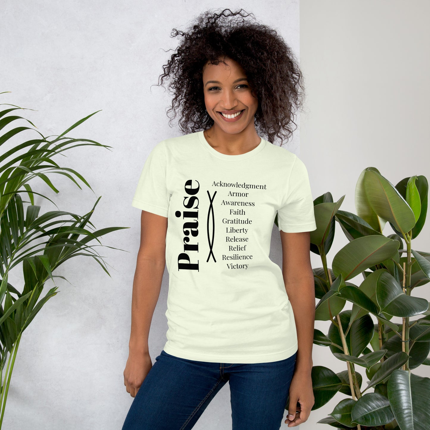 Praise - inspirational unisex cotton t-shirt - Black Print