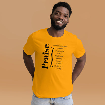 Praise - inspirational unisex cotton t-shirt - Black Print