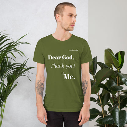 Dear God White Print Short-Sleeve T-Shirt | Christian Inspirational Unisex Tee