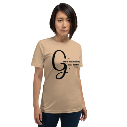 God is within her short-sleeved t-shirt (Black print)