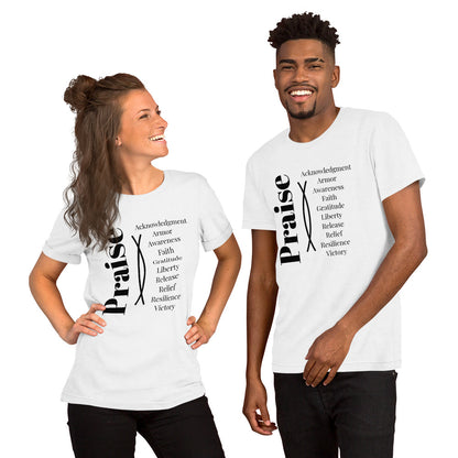 Praise - inspirational unisex cotton t-shirt - Black Print