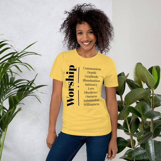 Worship Unisex cotton t-shirt (black print)
