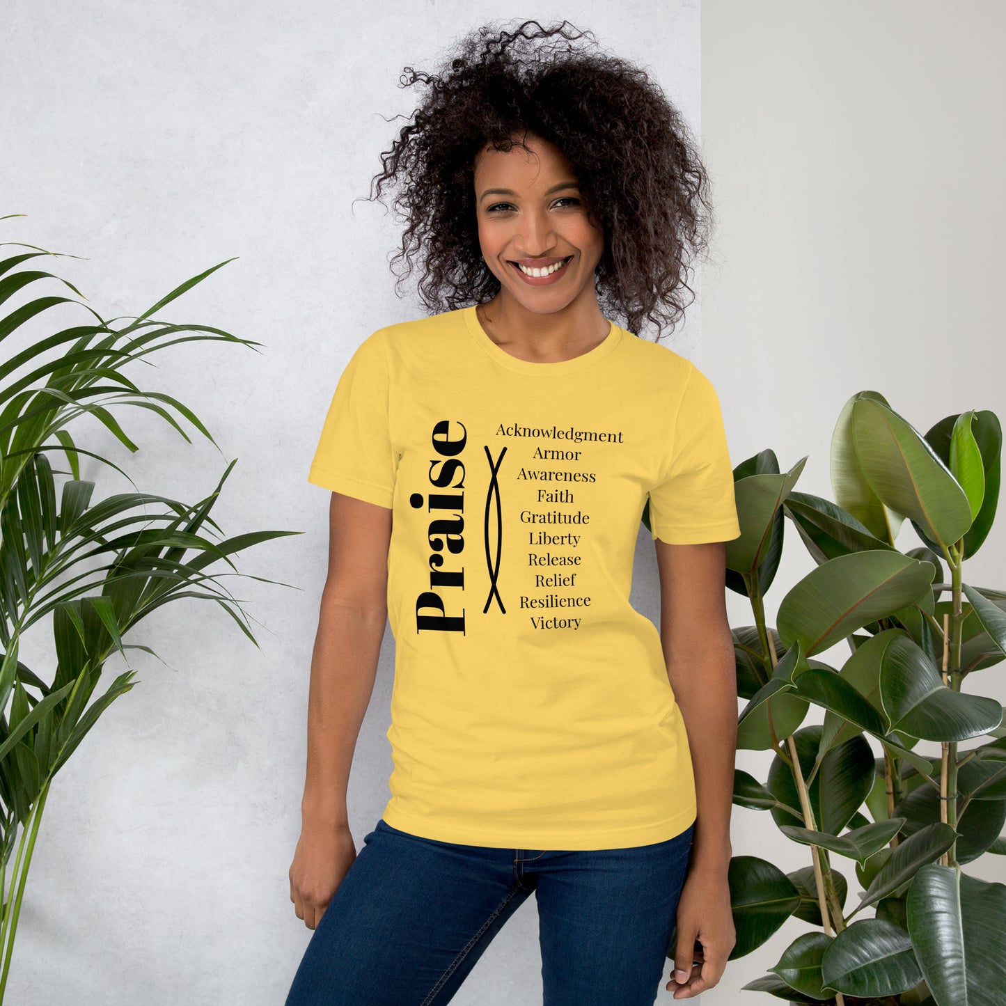 Praise - inspirational unisex cotton t-shirt - Black Print