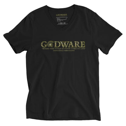 Godware Logo Unisex Short Sleeved V-Neck T-Shirt - Camo print