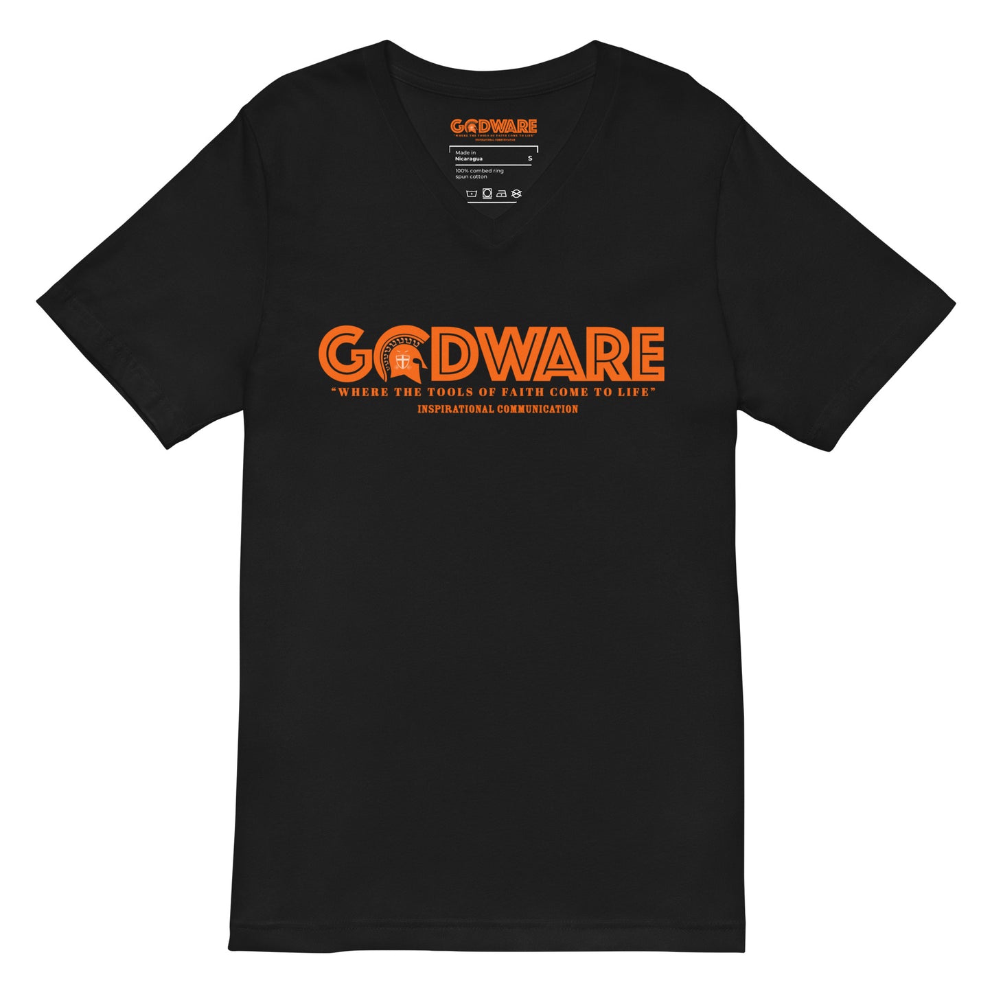 Godware Logo Unisex Short Sleeved V-Neck T-Shirt - Orange Melon