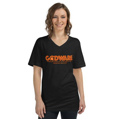 Godware Logo Unisex Short Sleeved V-Neck T-Shirt - Orange Melon