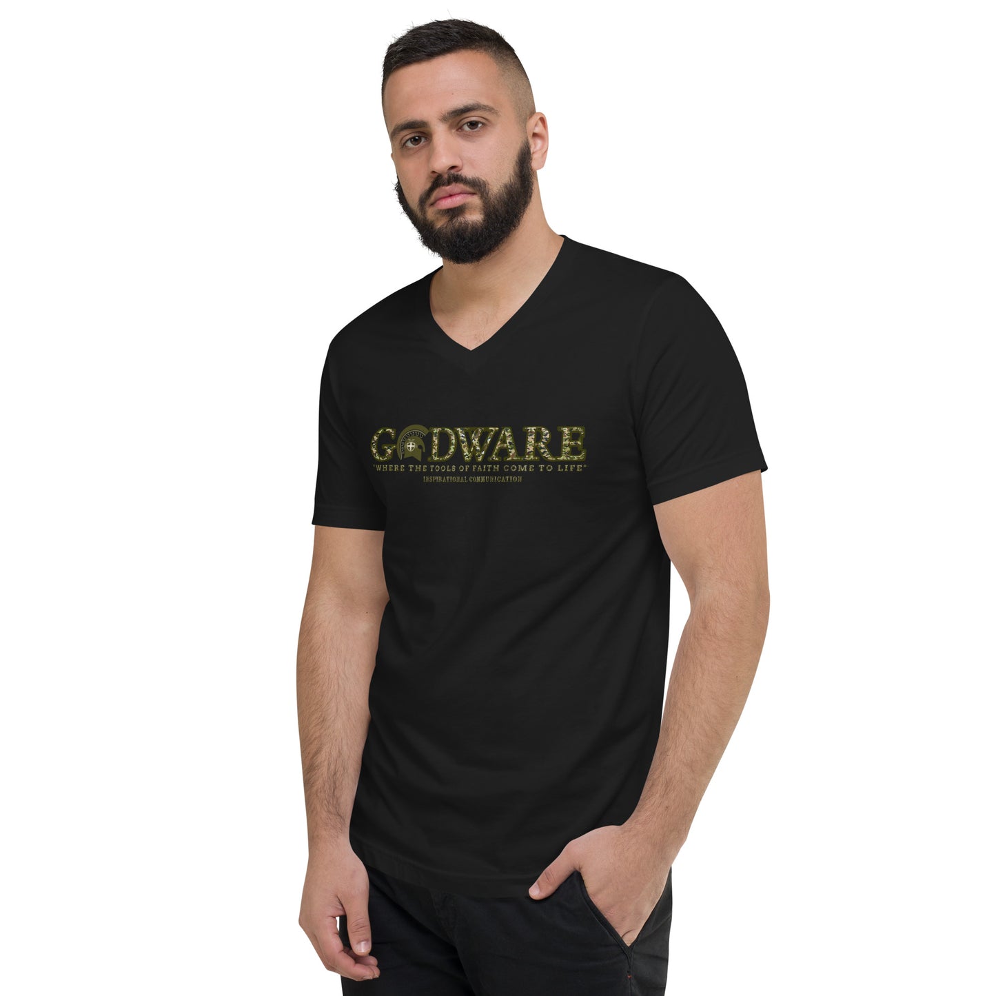 Godware Logo Unisex Short Sleeved V-Neck T-Shirt - Camo print